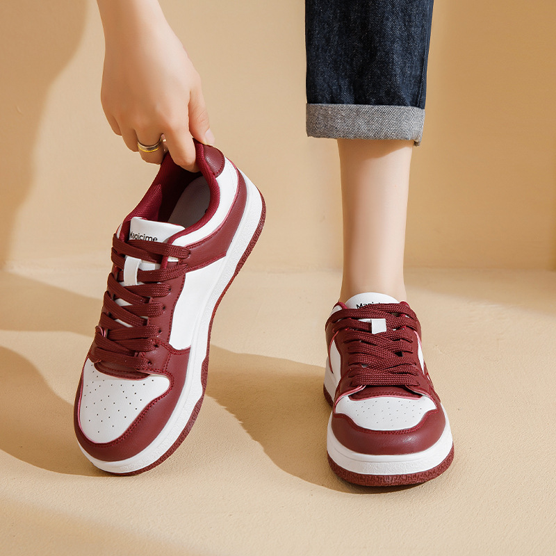 Zapatillas deportivas para mujer Augusden, nueva colección primavera 2026, estilo americano, color rojo, informales, deportivas, con suela gruesa, blancas.