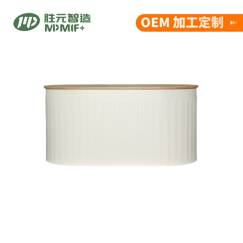 Customized Bread Box Galvanized Iron Bamboo Lid Storage Box Food Grade Bread Jar Rectangular Sealed Jar Bread Jar