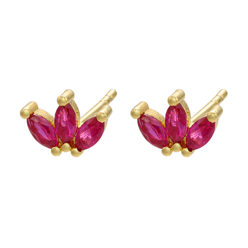 1 Pair Fashion Water Droplets Flower Rectangle Copper Inlay Rhinestones Women's Ear Studs display picture 2