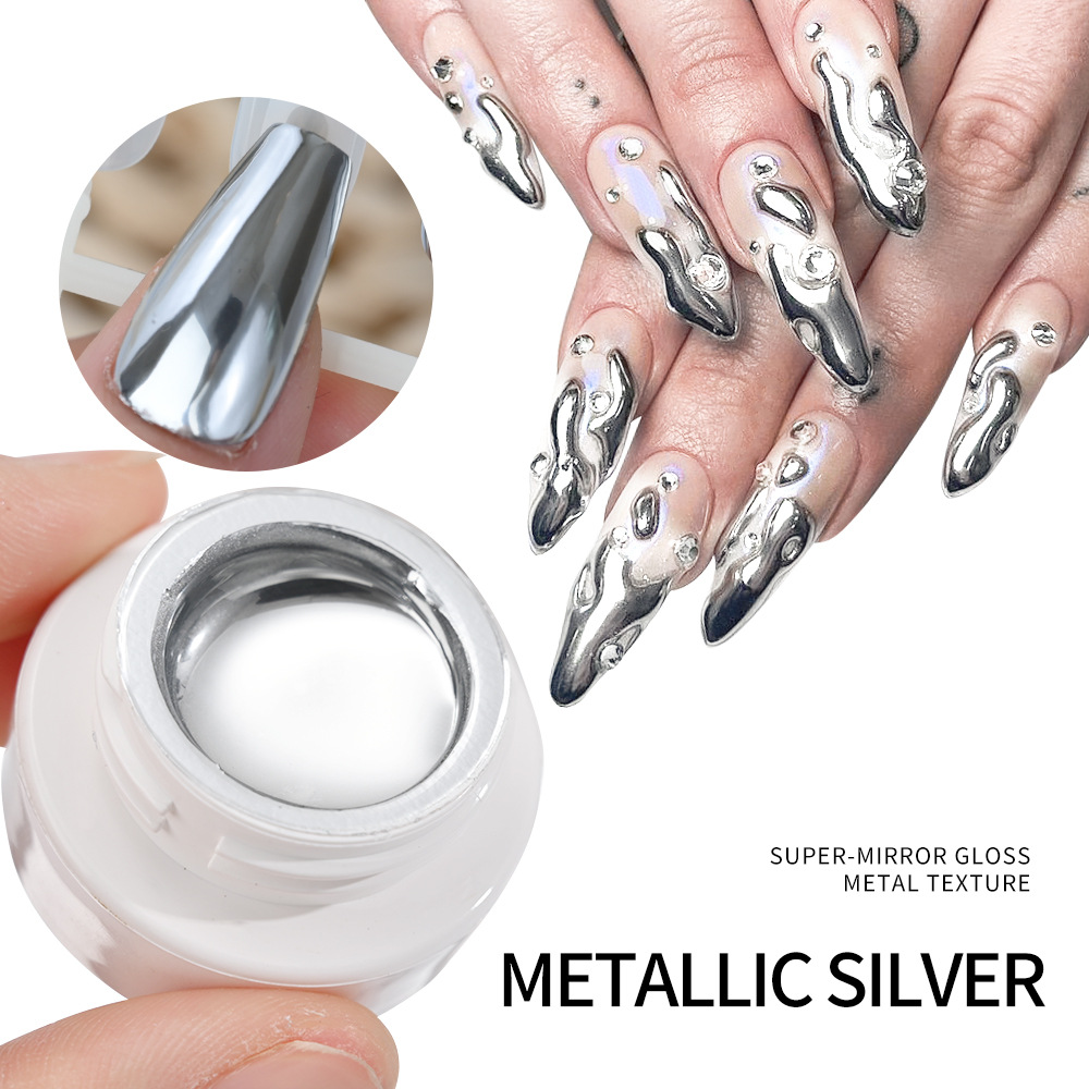 Nail art liquid mirror metallic gel, ultra-bright gold, silver, rose gold, for painting, line drawing, and edge detailing, phototherapy gel, specialized for nail salons