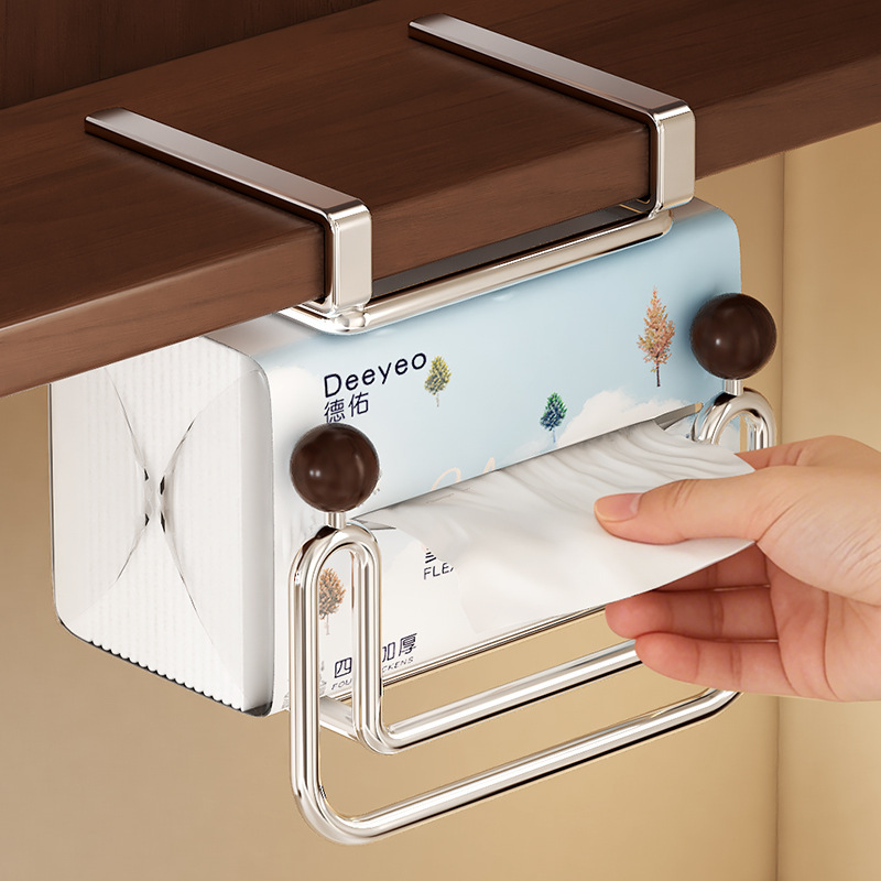 Mirror Cabinet U-Shaped Towel and Tissue Storage Rack, Inverted Hanging, No-Drill, Multi-Purpose Stainless Steel Bathroom Toilet Paper Holder