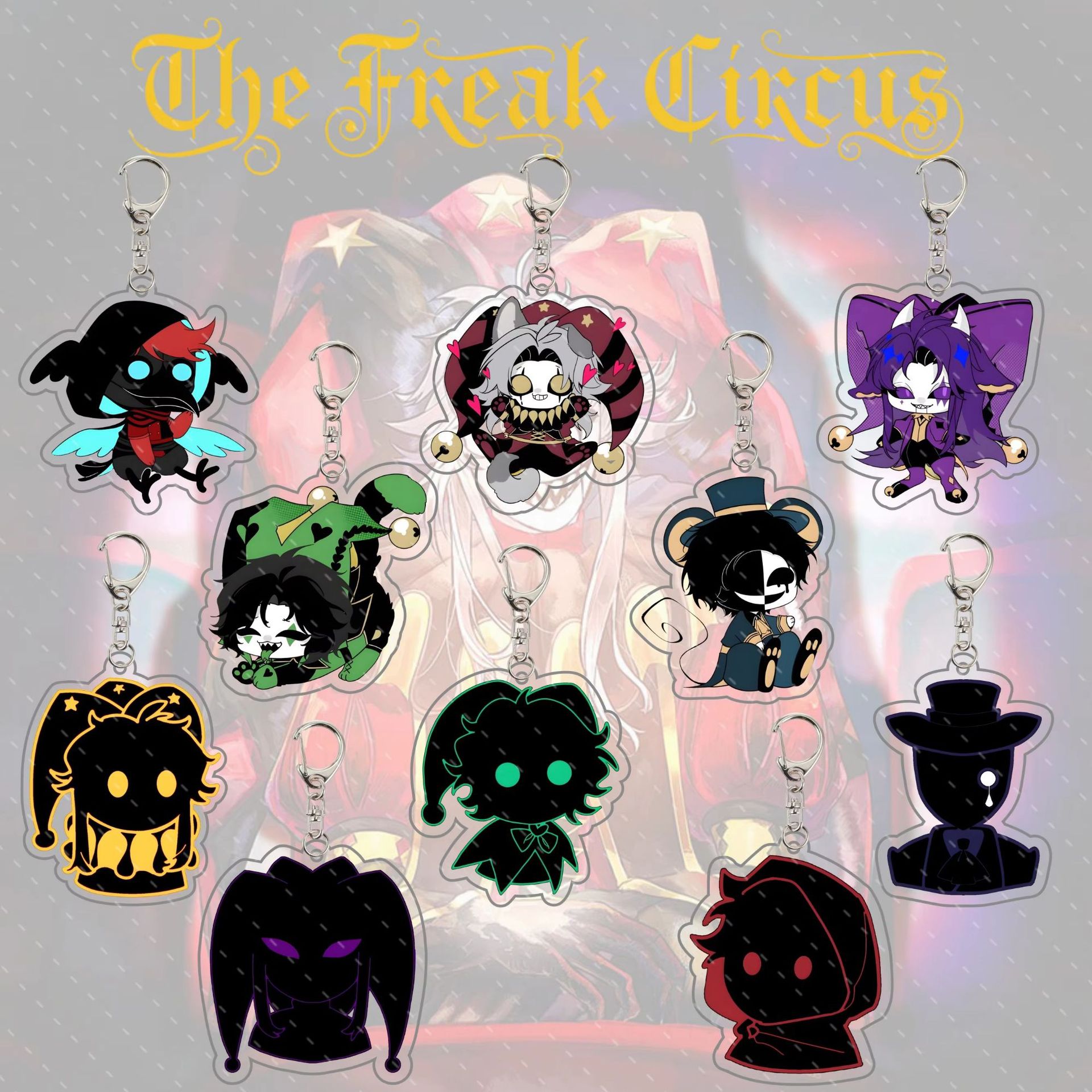 Layered Acrylic Keychain: Bizarre Circus Pierrot Harlequin Animation Merchandise
