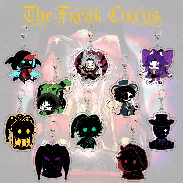 Layered Acrylic Keychain: Bizarre Circus Pierrot Harlequin Animation Merchandise