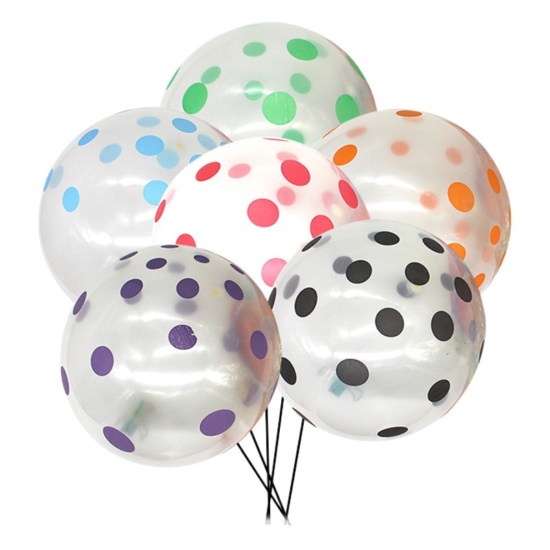 12 pulgadas de espesor ins transparente colorido lunares globo bebé niños fiesta de cumpleaños decoración globo de látex