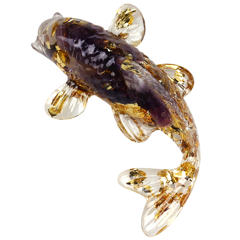 天然水晶の砂利の小さい魚の形の小さい置物の装飾の事務のデスクトップのアクセサリの贈り物の自動車の置物
