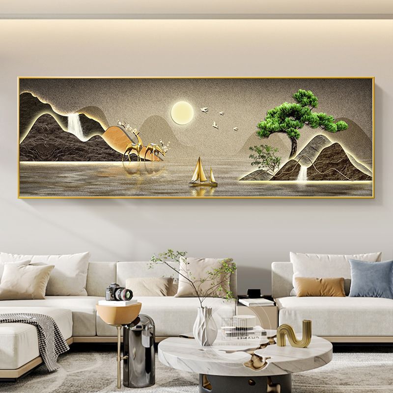 Liushui Shengcai sala de estar pintura decorativa nuevo sofá chino fondo pintura colgante de pared salón de té Zen pinturas murales paisajes
