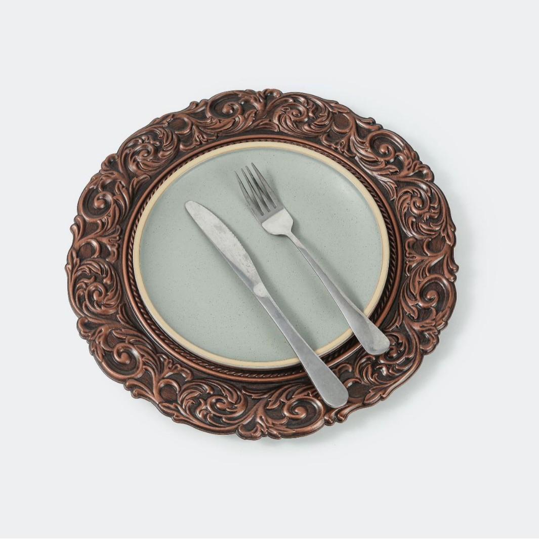 Platos decorativos para fiestas de boda transfronterizas, bandejas decorativas para frutas pintadas con aerosol, serie de colores metálicos vintage, directo de fábrica, lujo ligero.