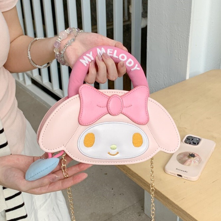 Cartoon Mini Chain Crossbody Bag, Cute Pink Bow Rabbit Bag, High-Value Girls' Storage Small Backpack