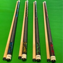 现货工厂直销大头杆中式黑八台球杆美式彩色缠线暗花pu皮二分一杆