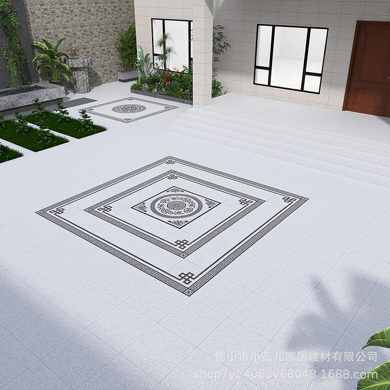 3.6x3.6米12厚中式庭院地铺石庭院院子地砖室外拼花砖防滑地铺石