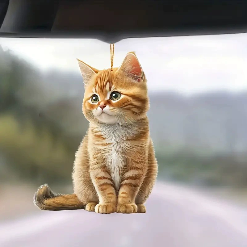 2d креативный новый милый маленький оранжевый кошачий подвеска трансграничный акриловый самолет зеркало заднего вида подвеска праздничный подвеска