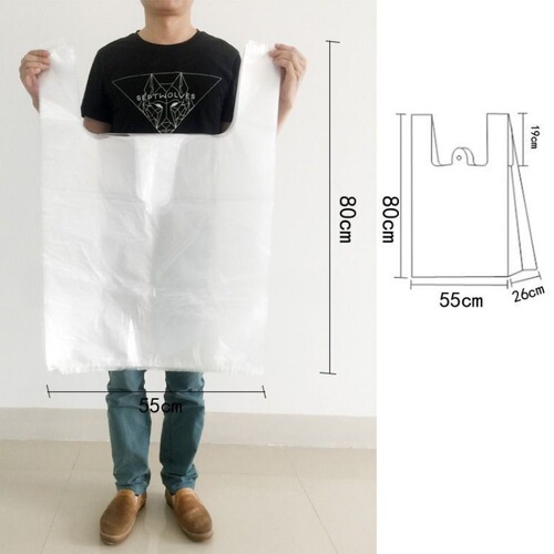 White large plastic bag thickened vest bag wholesale clothing packing moving tote bag extra large medium vest bag