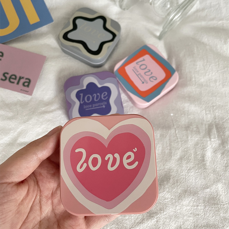ins Niche Design Sense Girl's Love Eye Pupil Box Portable Contact Lens Box Care Box Companion Box as819