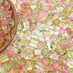 粉绿ins风渐变双色珠盲盒亚克力仿捷克异形珠DIY饰品手作串珠材料