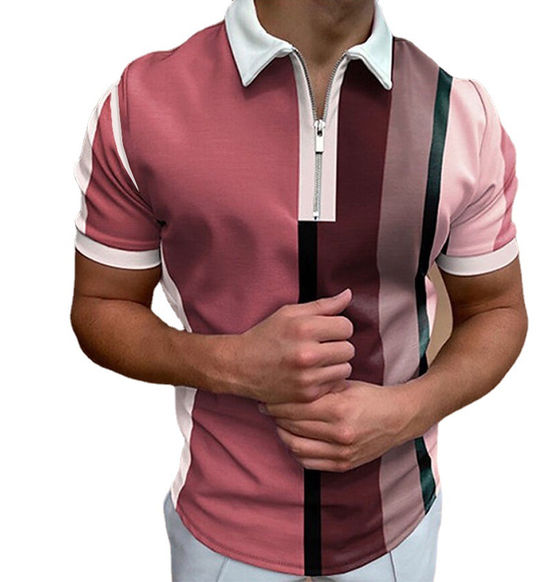 2024 Neues kurzärmliges Poloshirt Paul mit Digitaldruck und Streifen_voghion.com