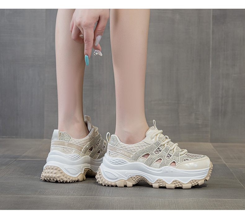 Giày sneaker nữ đế dày tăng chiều cao lưới thoáng khí mùa hè 2026 — Trắng 5075, Champagne 5075, Tím 5075 chi tiết 11