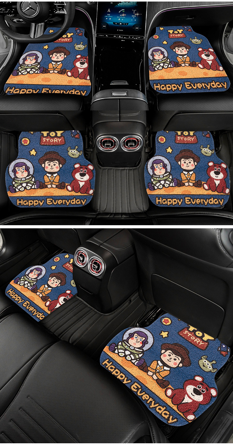 General Motors Floor Mats for Girls, Cartoon Cute Car Interior Mud Scraping Foot Mats, Wire Rings, Non-Slip and Anti-Dirty Floor Mats