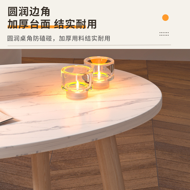 Sofá nórdico con varias mesas redondas de la sala de estar, pequeño dormitorio de lujo, mesas de cabezal de cama, balcón