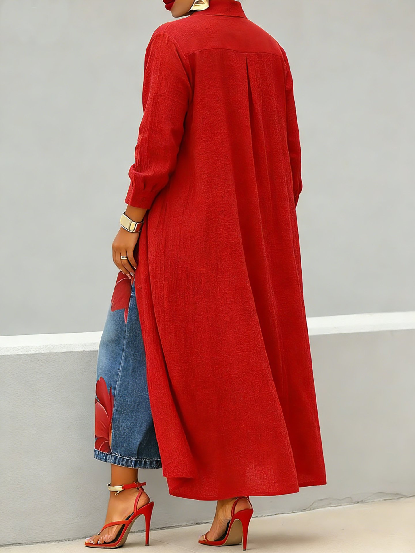 Women's Clothing Fashionable Elegant Casual Button Down Collar Solid Color Long Shirt Dress For Women For Formal & Casual For Women_ecoleips.com