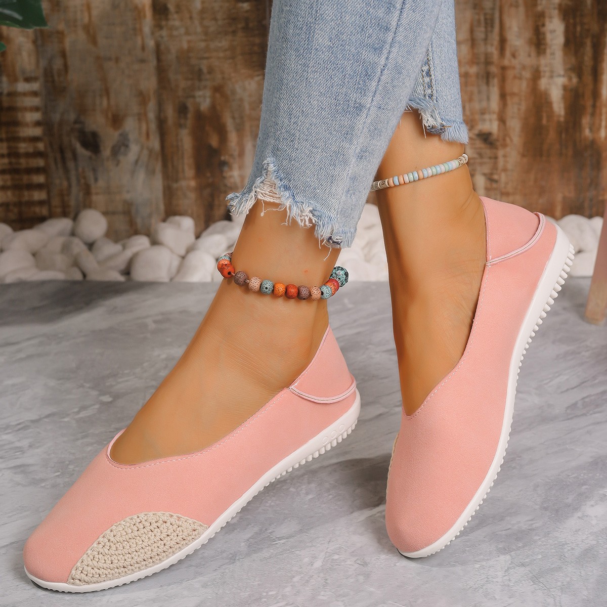 Women's Colour-block Ballet Flats Comfortable Spring Footwear_voghion.com