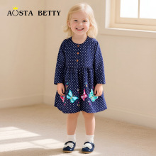 25秋季新款儿童连衣裙欧美风时尚女童公主裙可爱蝴蝶绣花童裙代发