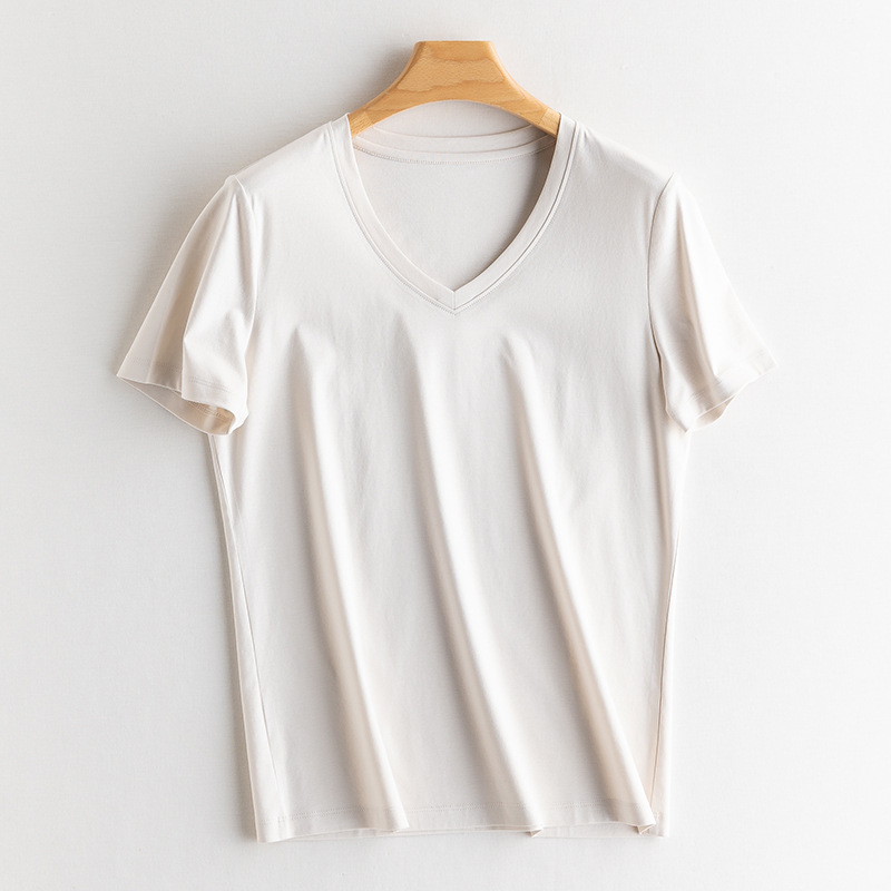 Yuyue 2025 桑蚕シルクシルクコットン 冷感ノーアイロン13色Tシャツ 夏涼しいシルクのような滑らかな桑蚕シルクトップス レディース|undefined