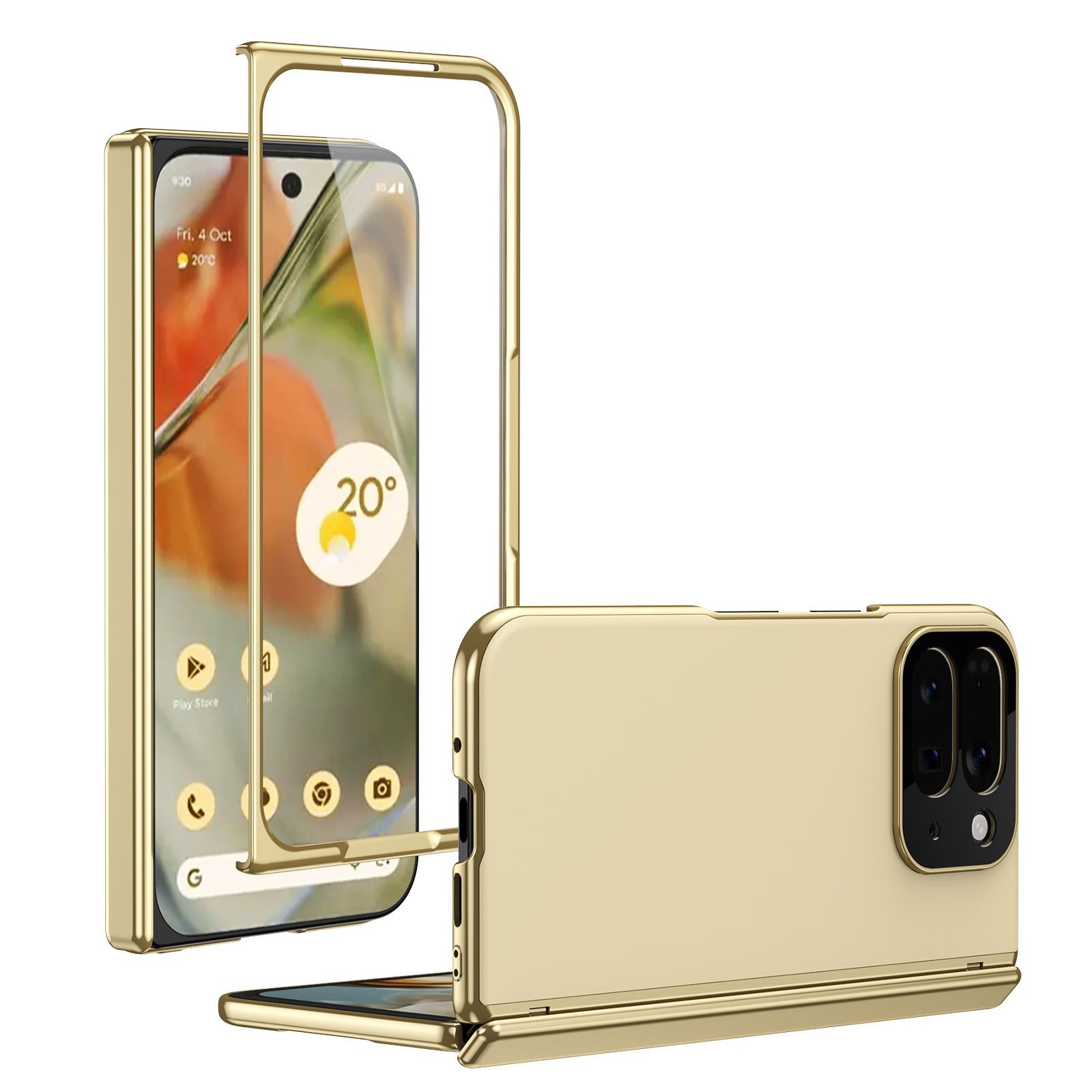 亚马逊爆款适用谷歌PIXEL10PROFOLD电镀铰链全包磨砂手机壳壳膜