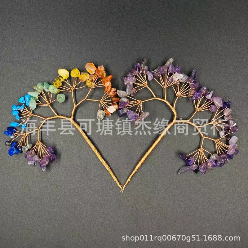 Colorful bending crystal tree ornaments. Colorful double bending crystal tree semi-finished office crystal tree lucky ornaments