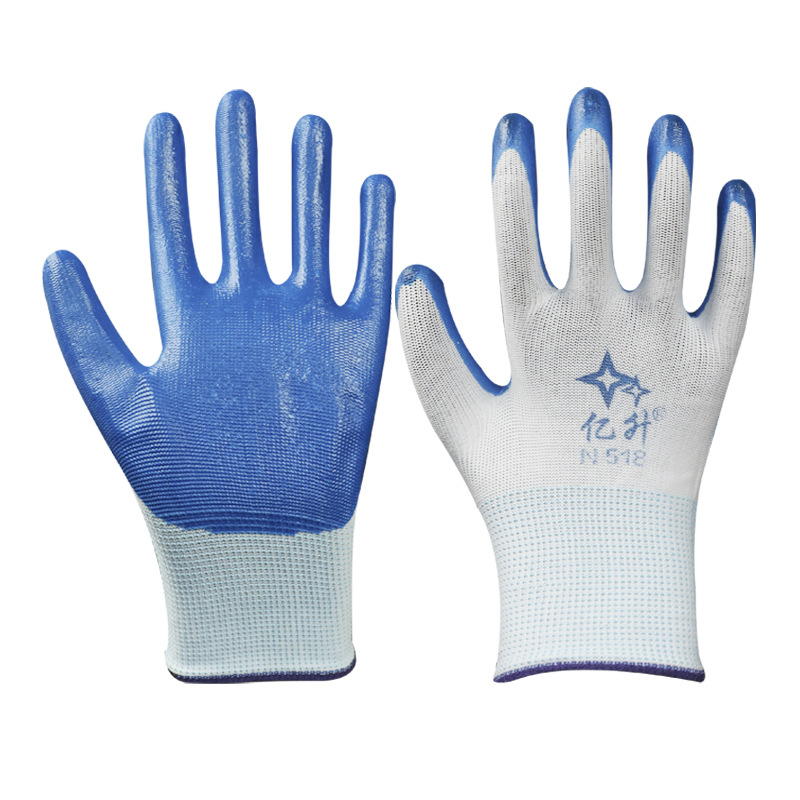 Yisheng nitrilo fino de goma colgando guantes resistentes al aceite antideslizante inmersión resistente al desgaste sitio de construcción de trabajo fábrica de protección al por mayor pelo recto