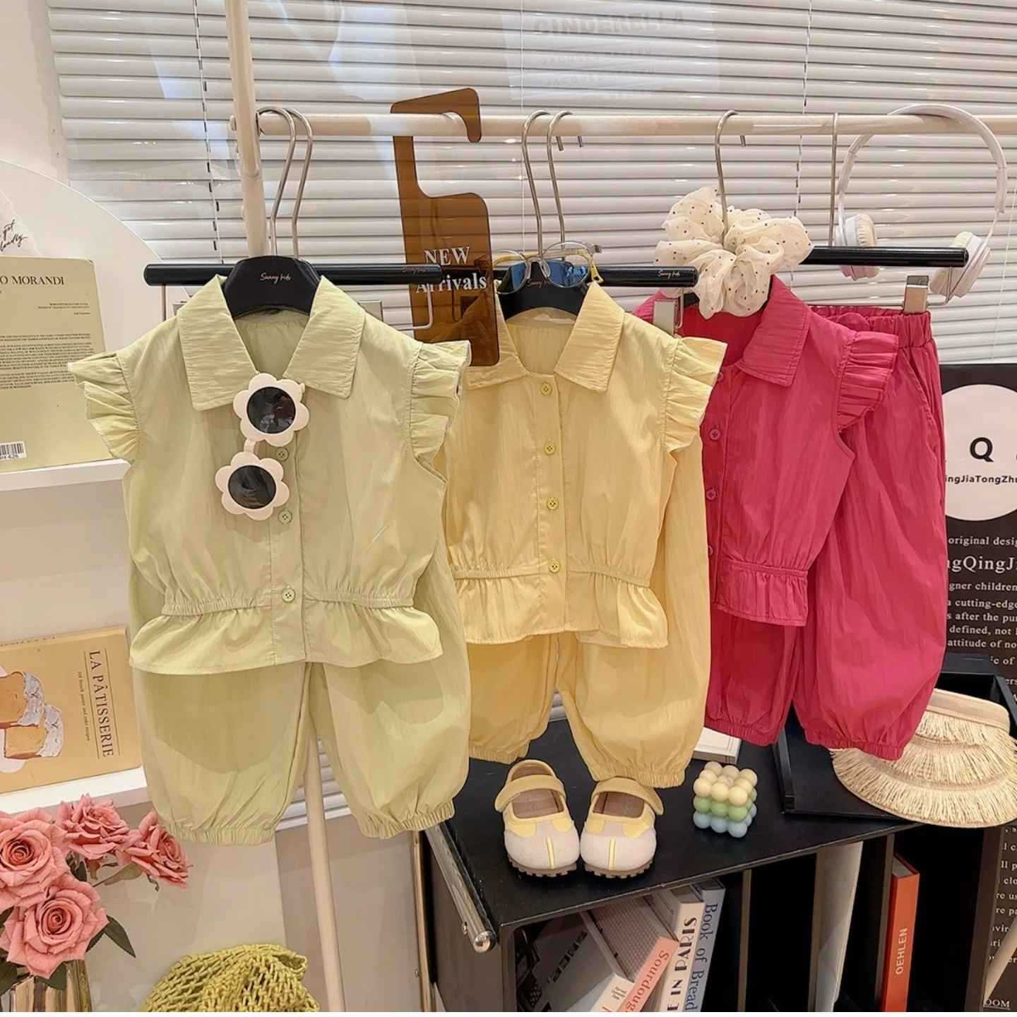 Children's summer cute solid color set for leisure