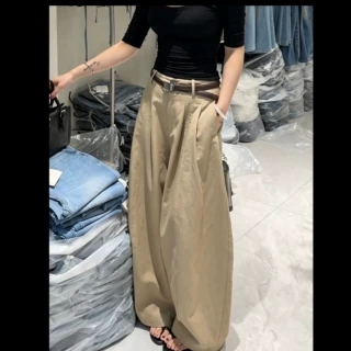 宽松阔腿裤女士裤子女显瘦长裤2026年新款秋季高腰舒适弯刀休闲裤