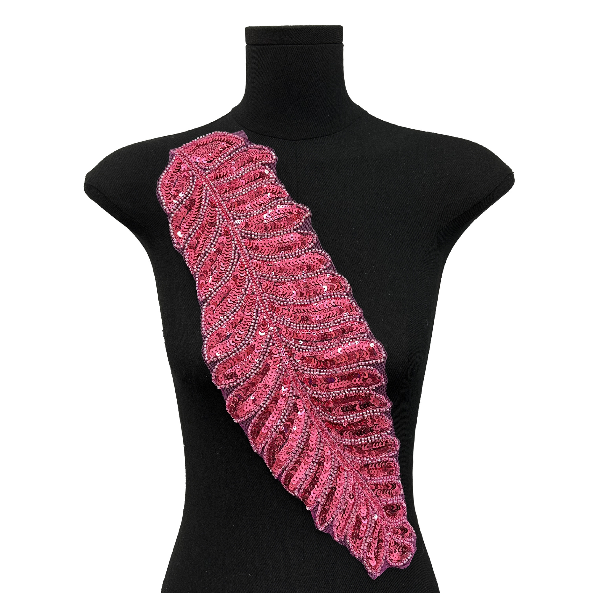 Lentejuelas de malla de hojas de cola de pájaro, pegatinas de tela en forma de hoja de árbol de plumas, vestidos de novia, vestidos de novia, accesorios de ramillete bordados