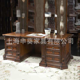 美式乡村复古经典储物收纳书桌带抽屉书房家用酒店民宿别墅样板房