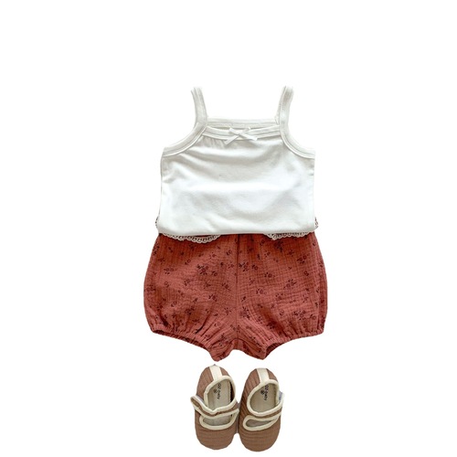 new baby girl summer camisole suit baby girl summer dress Korean style floral shorts two-piece set