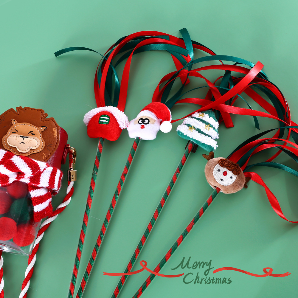 Juguete para mascotas Navidad árbol sonido campana divertido gato palo gato de dibujos animados felpa juguete interactivo ELK ancianos habitación