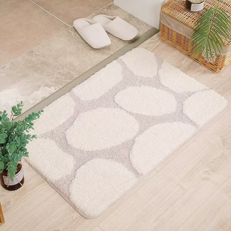 半円形模造カシミヤバスルームフロアマットバスルームカーペットドアマット吸水性滑り止めリビングルームドアマット|undefined