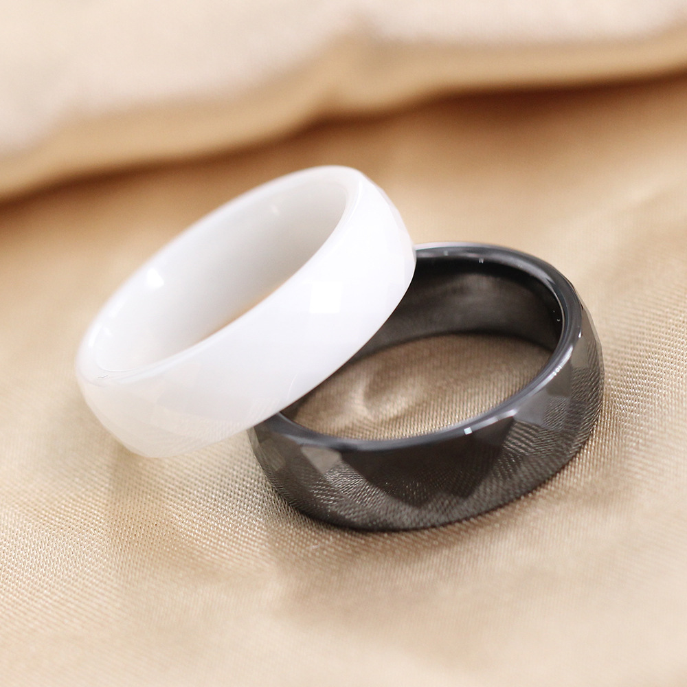 Simple Style Rhombus Ceramics Polishing Couple Rings display picture 2