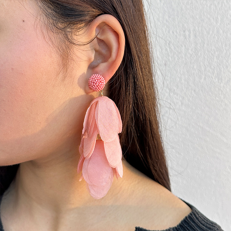 1 Pair Quantity Retro Geometric Alloy Gauze Tassel Women's Earrings