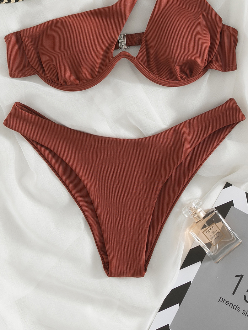 2 Piece Set Quantity Women's Solid Color 2 Piece Set Bikinis