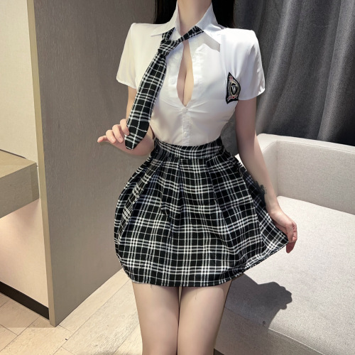 Sexy lingerie JK college style sexy two-wear uniform for women Japanese college campus style miniskirt tempting nightgown for women