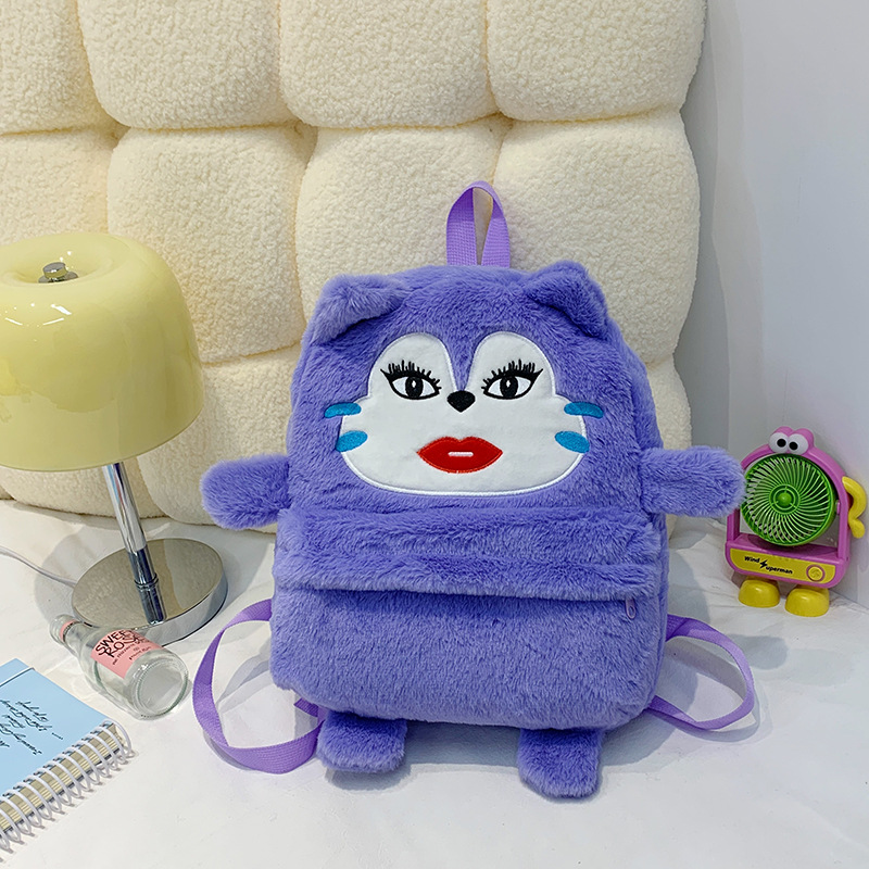 Cross-border Yellow Funny Abstract Plush Backpack Japanese and Korean Student Schoolbag High-value Cartoon Small Milk Dragon Backpack