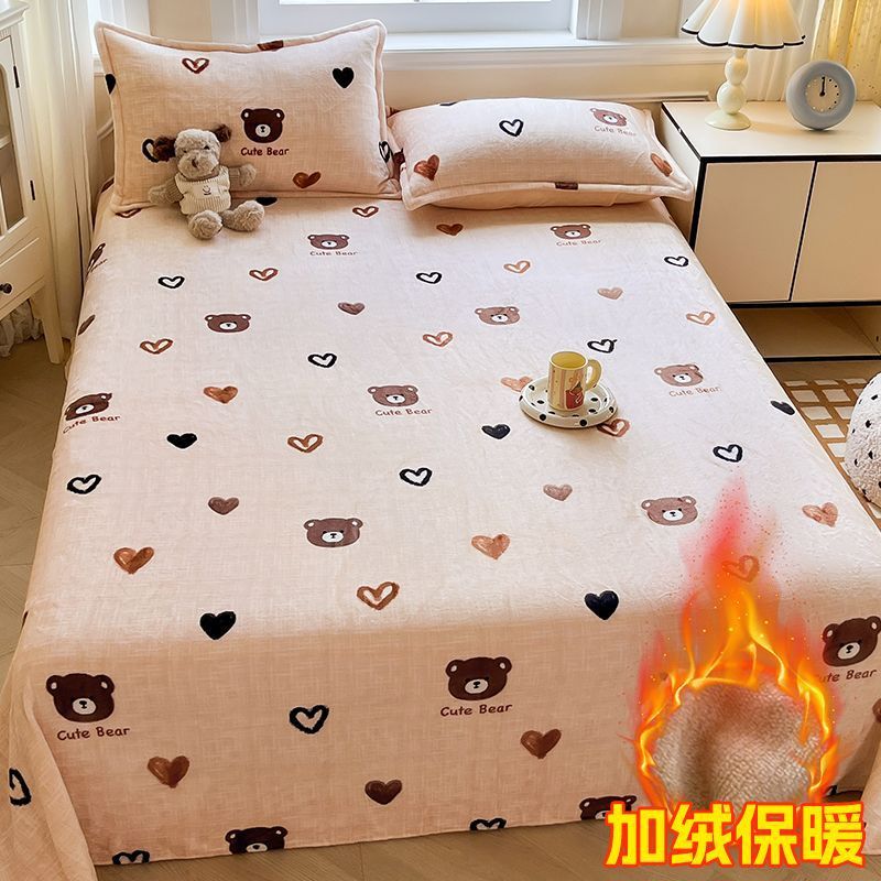 2025 invierno nueva sábanas de seda de leche una sola pieza más gruesa y felpa manta dormitorio de estudiantes felpa de coral de invierno