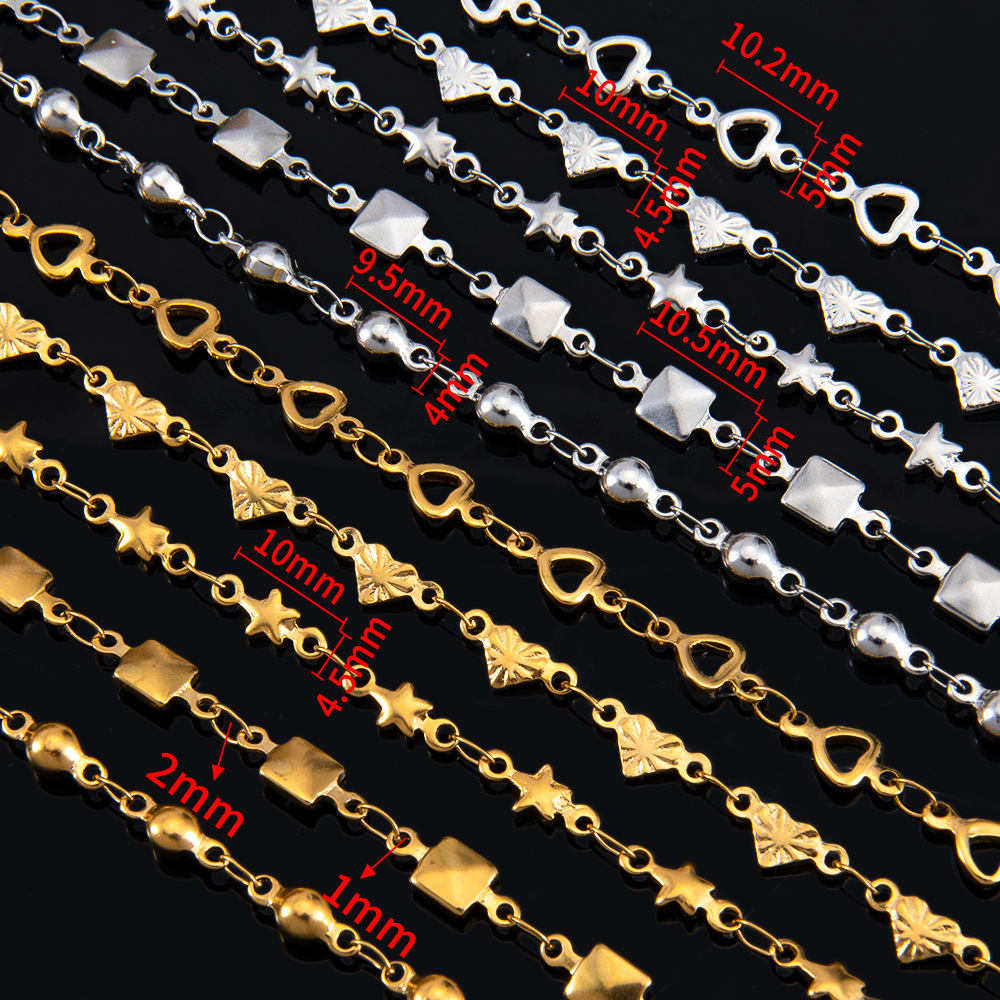 26g Weight 1 Piece 304 Stainless Steel DIY Ornament Accessories Chain Simple Style Geometric Heart Shape