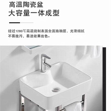 不锈钢洗脸盆柜组合落地支架简易小型浴室卫生间洗潄台洗手池一体