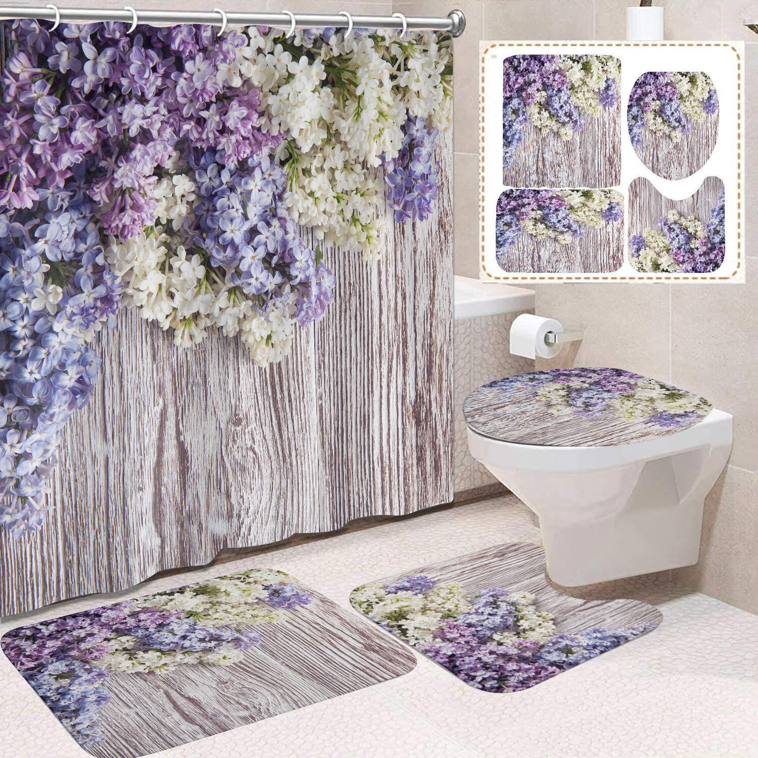 Cortina de ducha de poliéster con estampado digital de animales, impermeable, creativa, para baño, de Amazon, transfronteriza