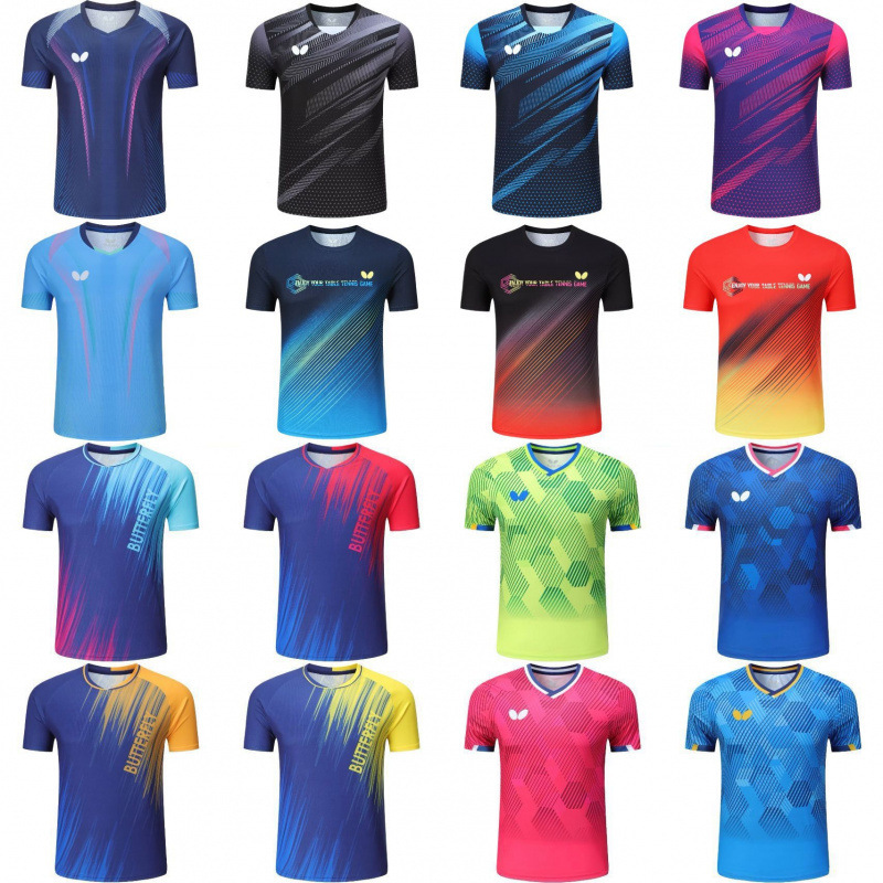 New Butterfly Table Tennis Suit Men's and Women's Children's Short-sleeved Competition Suit Competition Suit Quick-drying Breathable Sports Jersey Printed New Butterfly Table Tennis Suit Men's and Women's Children's Short-sleeved Competition Suit Competition Suit Quick-drying Breathable Sports Jersey Printed