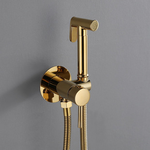 Toilet spray gun faucet toilet hot and cold all copper titanium gold pressurized women's cleaner flushing nozzle concealed