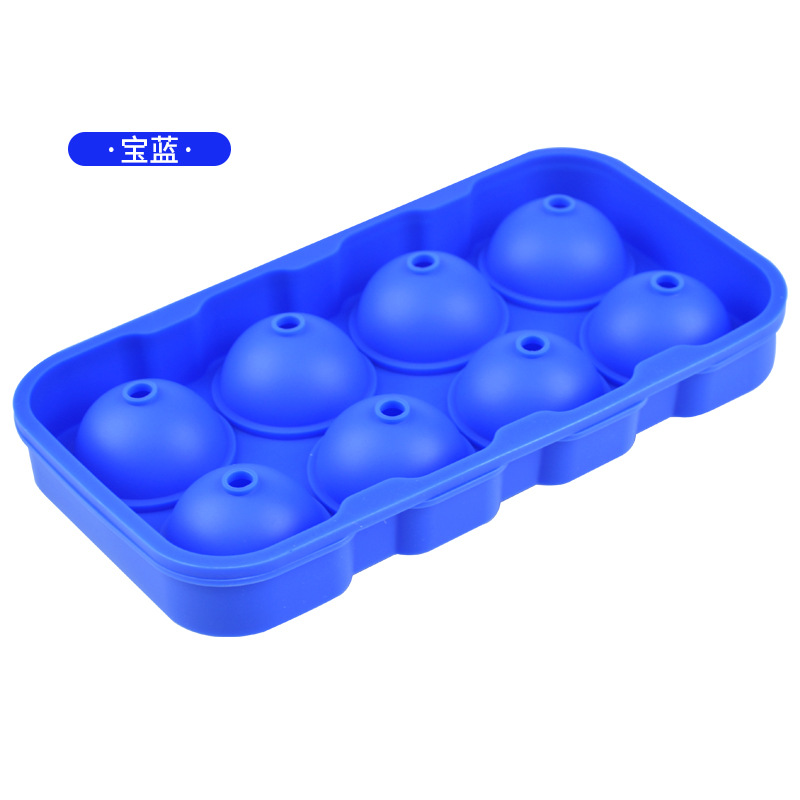 Amazon Venta caliente 8-pieza hielo hockey molde verano hogar comercial silicona 8-agujero ronda bandeja de hielo cubo de hielo congelado