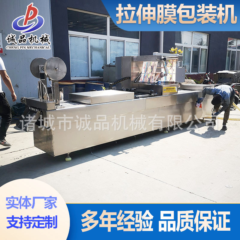 全自动辣条拉伸膜真空包装机年糕粽子商用连续真空封口机大型商用