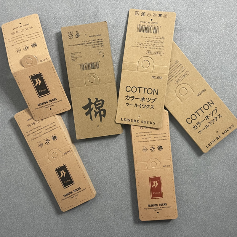 in stock socks trademark wholesale kraft paper socks card waist seal universal packaging hook-free cardboard label manufacturers straight hair